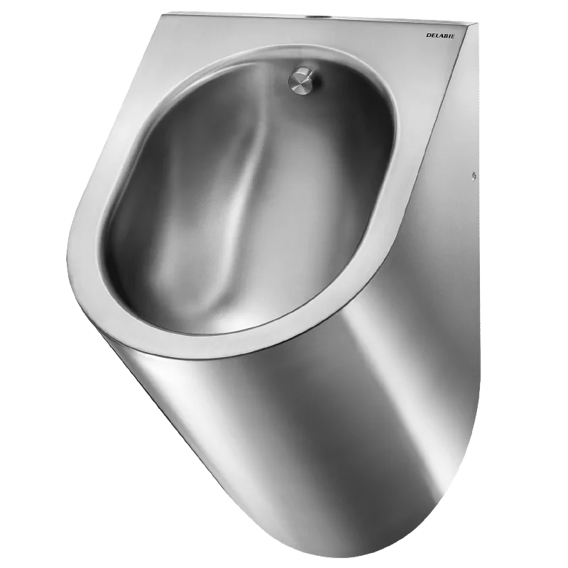 Vegghengt rustfritt urinal Delta, åpen anslutning.